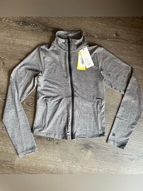 NWT XS All In Motion Heathered Gray Zip Up Workout Running Sweatshirt Jacket